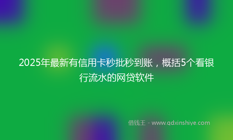 2025年最新有信用卡秒批秒到账，概括5个看银行流水的网贷软件