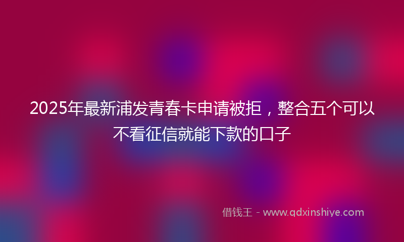 2025年最新浦发青春卡申请被拒，整合五个可以不看征信就能下款的口子