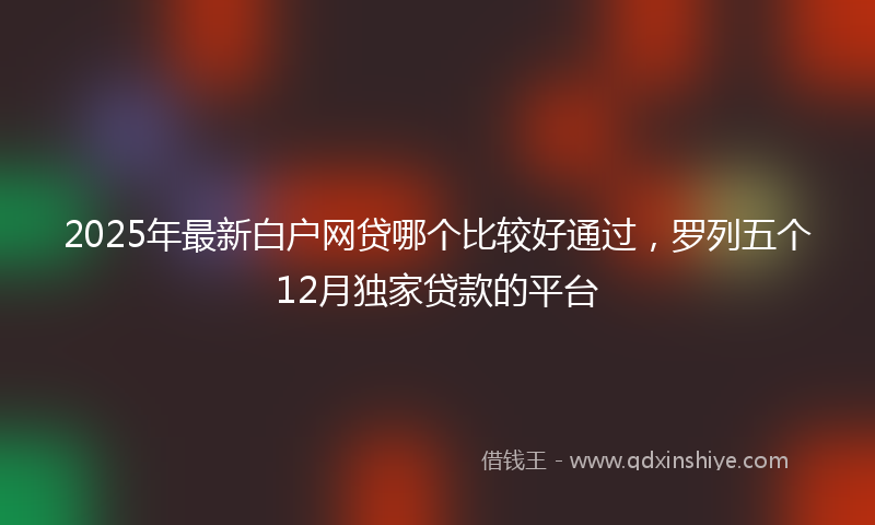 2025年最新白户网贷哪个比较好通过，罗列五个12月独家贷款的平台