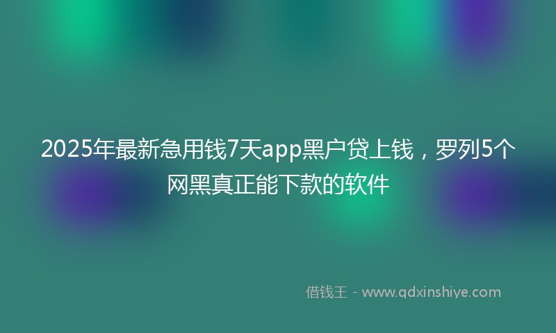 2025年最新急用钱7天app黑户贷上钱，罗列5个网黑真正能下款的软件