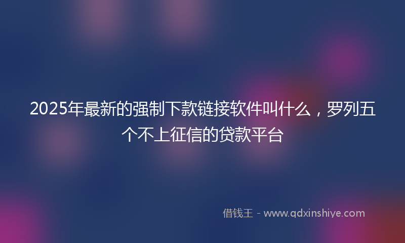 2025年最新的强制下款链接软件叫什么，罗列五个不上征信的贷款平台