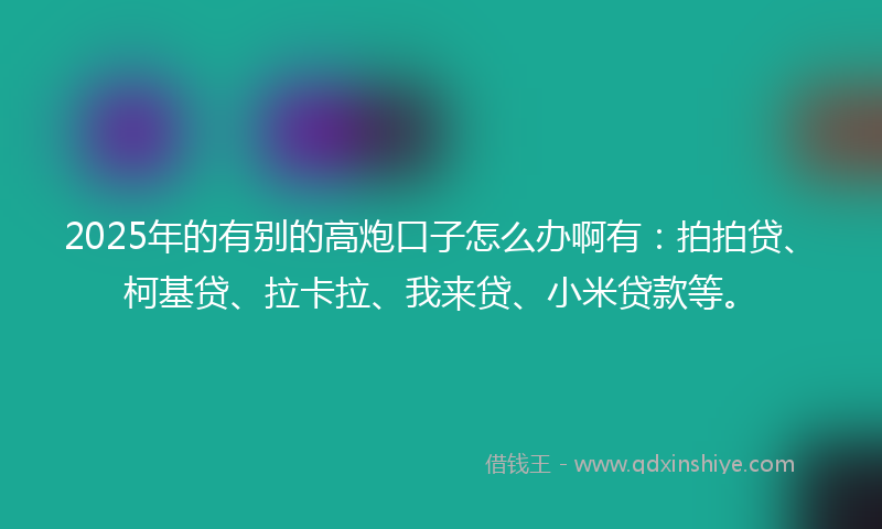 2025年的有别的高炮口子怎么办啊有：拍拍贷、柯基贷、拉卡拉、我来贷、小米贷款等。