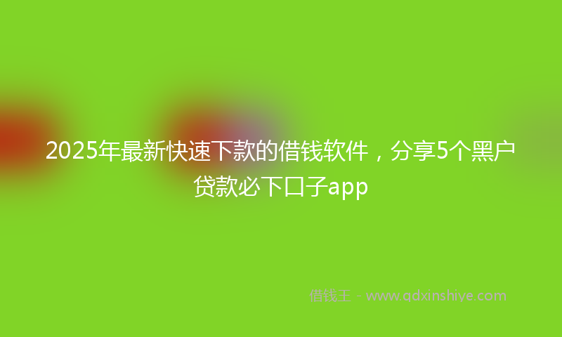 2025年最新快速下款的借钱软件，分享5个黑户贷款必下口子app