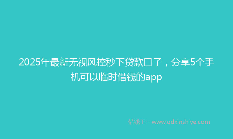 2025年最新无视风控秒下贷款口子，分享5个手机可以临时借钱的app