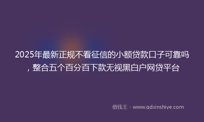 2025年最新正规不看征信的小额贷款口子可靠吗，整合五个百分百下款无视黑白户网贷平台