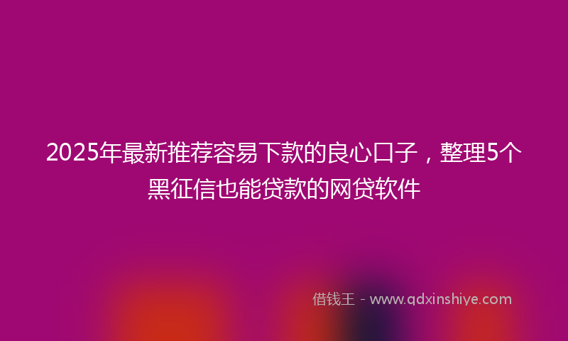 2025年最新推荐容易下款的良心口子，整理5个黑征信也能贷款的网贷软件