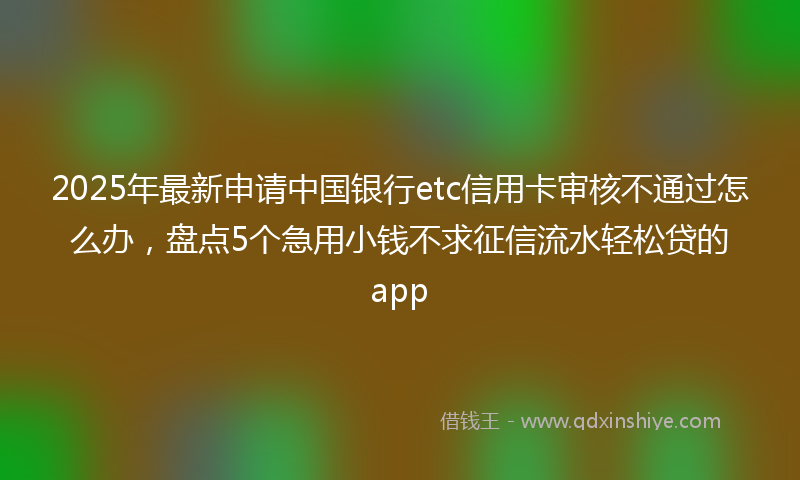 2025年最新申请中国银行etc信用卡审核不通过怎么办，盘点5个急用小钱不求征信流水轻松贷的app