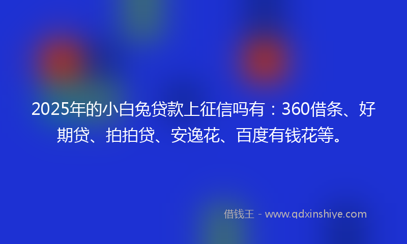 2025年的小白兔贷款上征信吗有：360借条、好期贷、拍拍贷、安逸花、百度有钱花等。