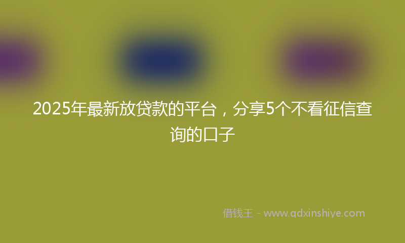 2025年最新放贷款的平台，分享5个不看征信查询的口子