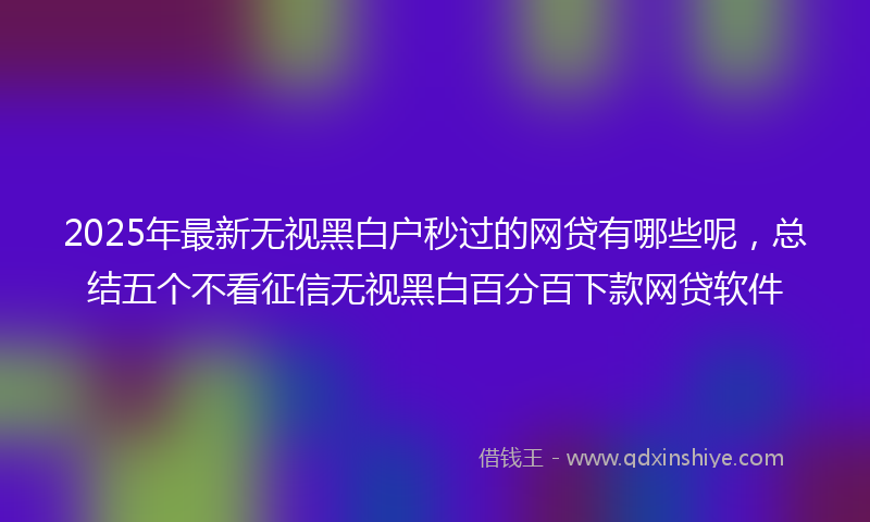 2025年最新无视黑白户秒过的网贷有哪些呢，总结五个不看征信无视黑白百分百下款网贷软件