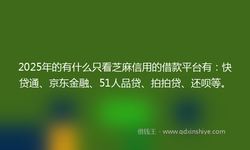 2025年的有什么只看芝麻信用的借款平台有：快贷通、京东金融、51人品贷、拍拍贷、还呗等。