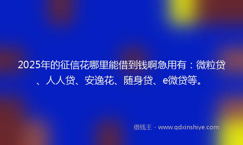 2025年的征信花哪里能借到钱啊急用有：微粒贷、人人贷、安逸花、随身贷、e微贷等。