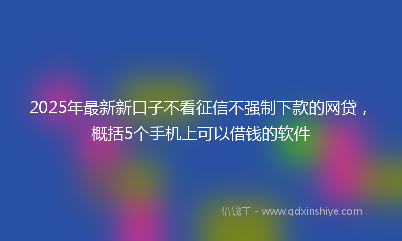 2025年最新新口子不看征信不强制下款的网贷，概括5个手机上可以借钱的软件