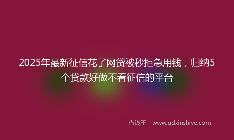 2025年最新征信花了网贷被秒拒急用钱，归纳5个贷款好做不看征信的平台