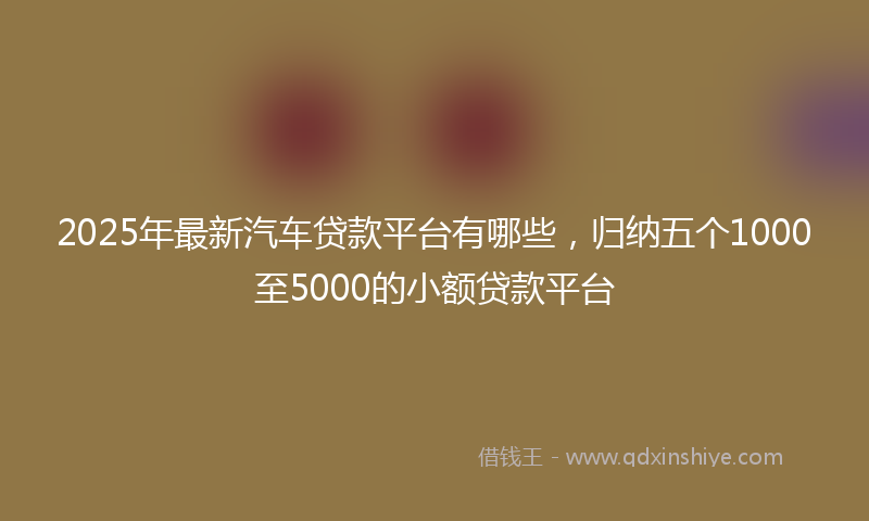 2025年最新汽车贷款平台有哪些，归纳五个1000至5000的小额贷款平台