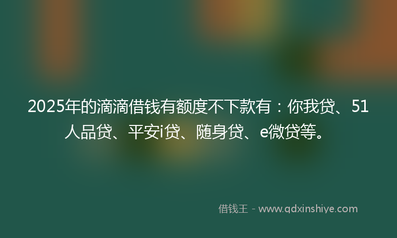 2025年的滴滴借钱有额度不下款有：你我贷、51人品贷、平安i贷、随身贷、e微贷等。