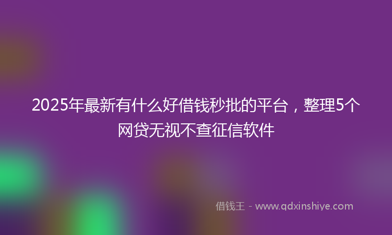 2025年最新有什么好借钱秒批的平台，整理5个网贷无视不查征信软件
