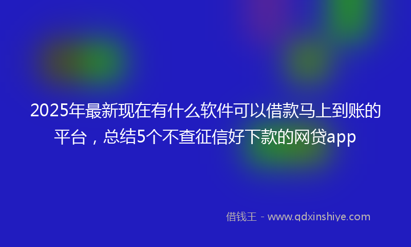 2025年最新现在有什么软件可以借款马上到账的平台，总结5个不查征信好下款的网贷app
