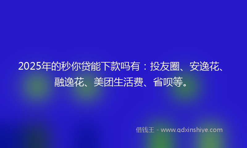 2025年的秒你贷能下款吗有：投友圈、安逸花、融逸花、美团生活费、省呗等。