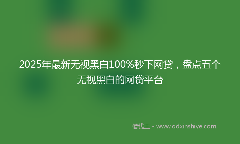 2025年最新无视黑白100%秒下网贷，盘点五个无视黑白的网贷平台