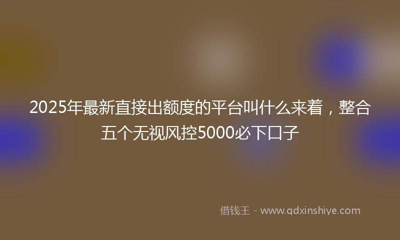 2025年最新直接出额度的平台叫什么来着，整合五个无视风控5000必下口子