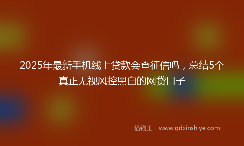 2025年最新手机线上贷款会查征信吗，总结5个真正无视风控黑白的网贷口子