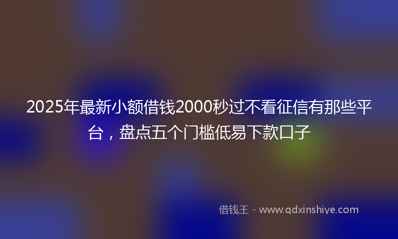 2025年最新小额借钱2000秒过不看征信有那些平台，盘点五个门槛低易下款口子