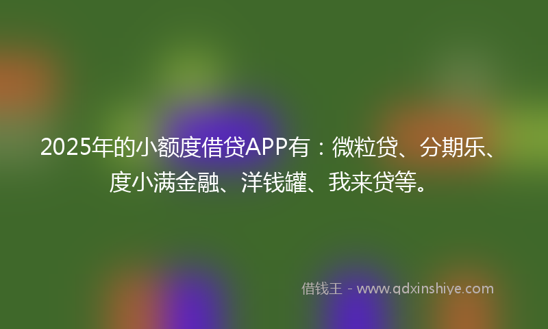 2025年的小额度借贷APP有：微粒贷、分期乐、度小满金融、洋钱罐、我来贷等。