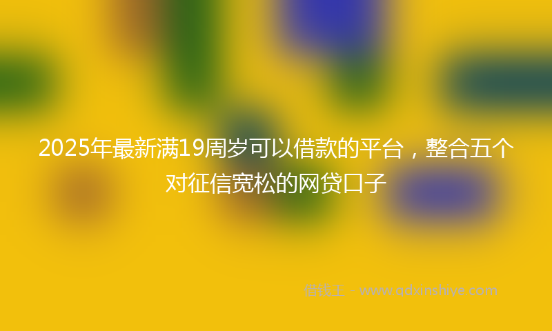 2025年最新满19周岁可以借款的平台，整合五个对征信宽松的网贷口子