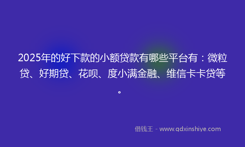 2025年的好下款的小额贷款有哪些平台有：微粒贷、好期贷、花呗、度小满金融、维信卡卡贷等。