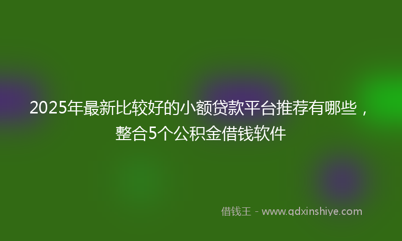 2025年最新比较好的小额贷款平台推荐有哪些，整合5个公积金借钱软件