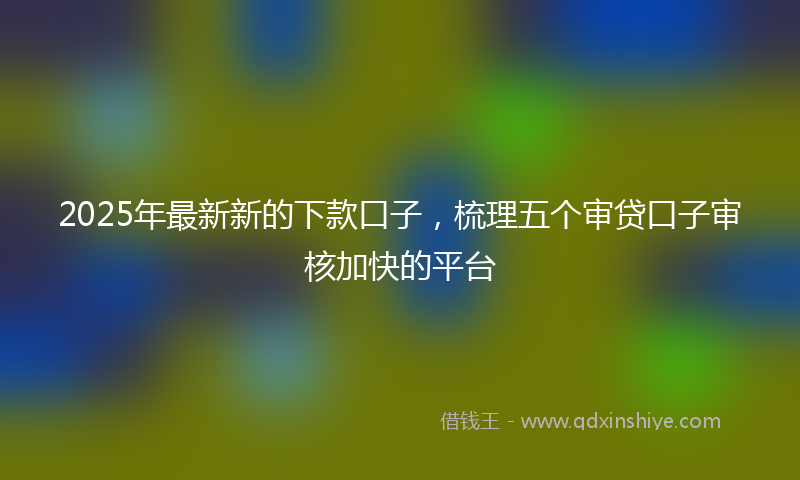 2025年最新新的下款口子，梳理五个审贷口子审核加快的平台