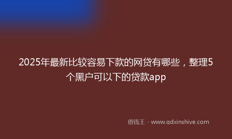 2025年最新比较容易下款的网贷有哪些，整理5个黑户可以下的贷款app