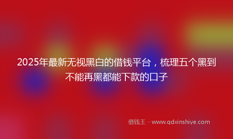 2025年最新无视黑白的借钱平台，梳理五个黑到不能再黑都能下款的口子