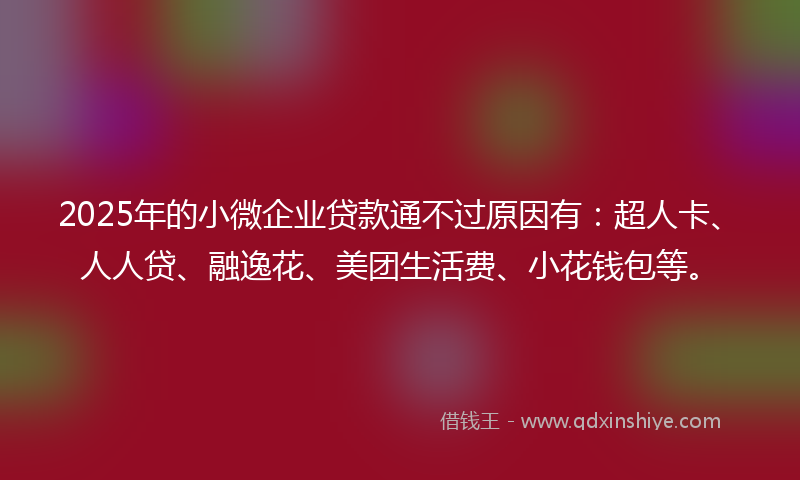 2025年的小微企业贷款通不过原因有：超人卡、人人贷、融逸花、美团生活费、小花钱包等。