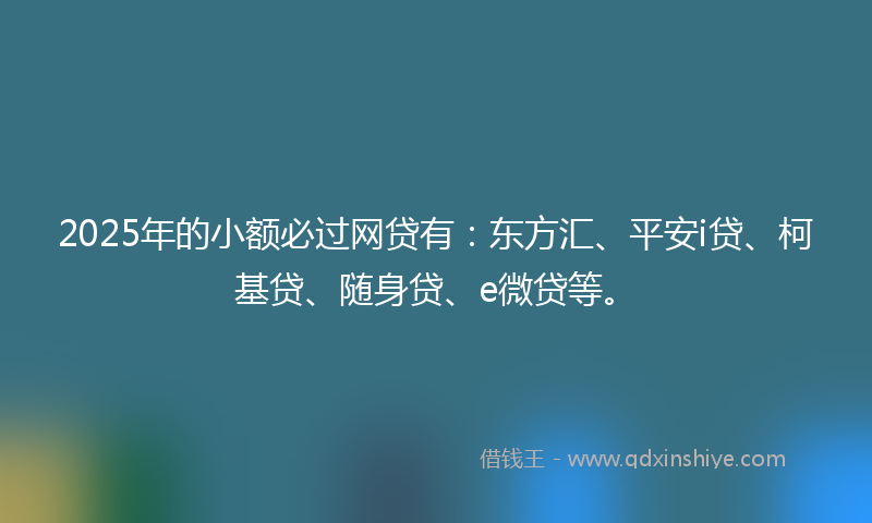2025年的小额必过网贷有：东方汇、平安i贷、柯基贷、随身贷、e微贷等。