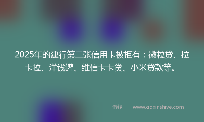 2025年的建行第二张信用卡被拒有：微粒贷、拉卡拉、洋钱罐、维信卡卡贷、小米贷款等。