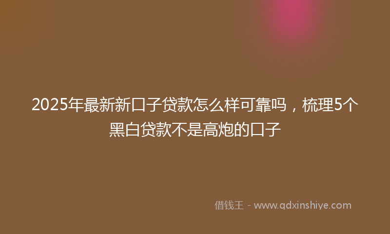 2025年最新新口子贷款怎么样可靠吗，梳理5个黑白贷款不是高炮的口子