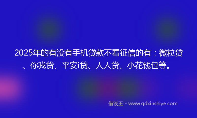 2025年的有没有手机贷款不看征信的有：微粒贷、你我贷、平安i贷、人人贷、小花钱包等。