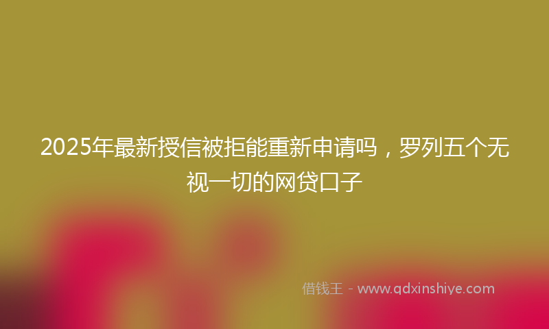2025年最新授信被拒能重新申请吗，罗列五个无视一切的网贷口子