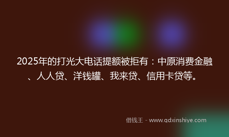2025年的打光大电话提额被拒有：中原消费金融、人人贷、洋钱罐、我来贷、信用卡贷等。