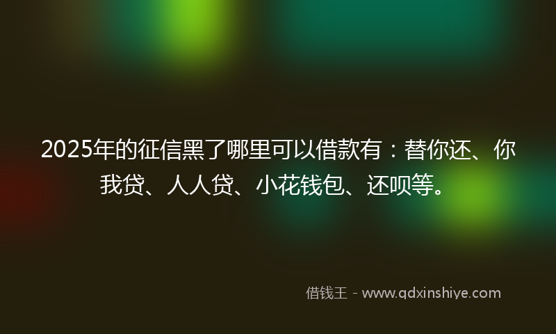 2025年的征信黑了哪里可以借款有：替你还、你我贷、人人贷、小花钱包、还呗等。