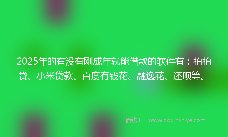 2025年的有没有刚成年就能借款的软件有：拍拍贷、小米贷款、百度有钱花、融逸花、还呗等。