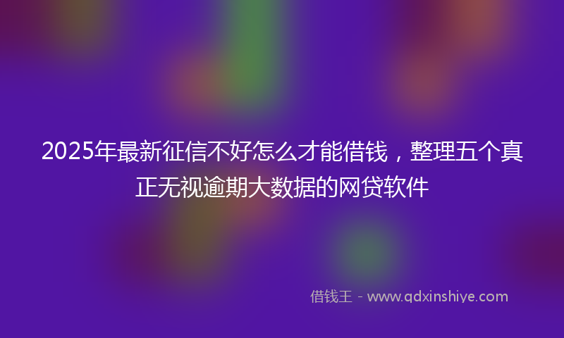 2025年最新征信不好怎么才能借钱，整理五个真正无视逾期大数据的网贷软件