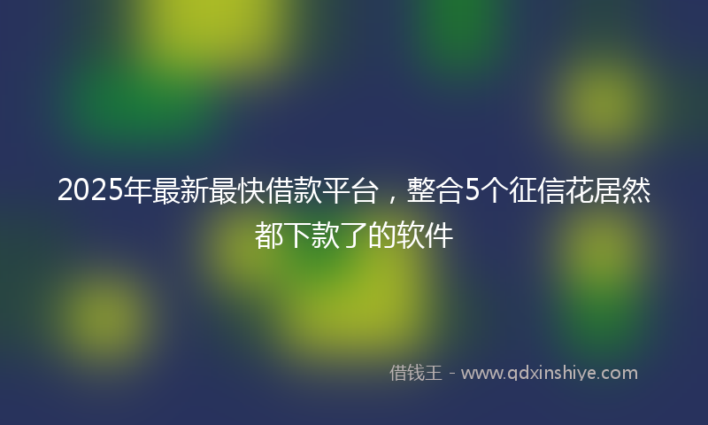 2025年最新最快借款平台，整合5个征信花居然都下款了的软件