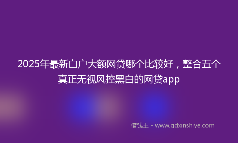 2025年最新白户大额网贷哪个比较好，整合五个真正无视风控黑白的网贷app