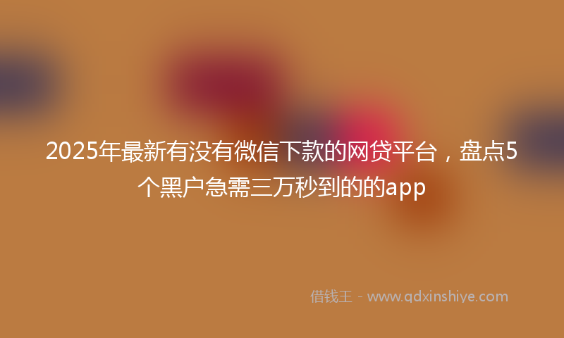 2025年最新有没有微信下款的网贷平台，盘点5个黑户急需三万秒到的的app