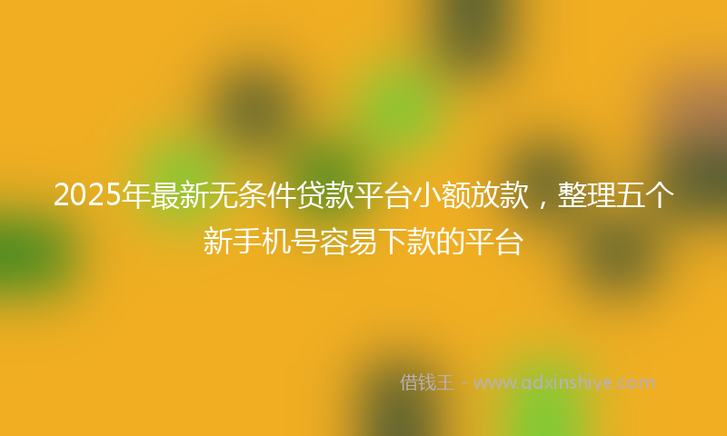 2025年最新无条件贷款平台小额放款，整理五个新手机号容易下款的平台