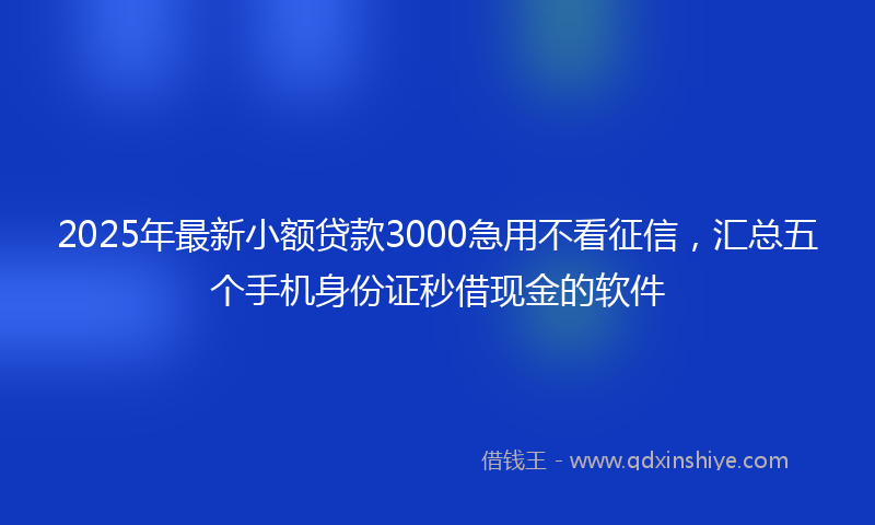 2025年最新小额贷款3000急用不看征信，汇总五个手机身份证秒借现金的软件