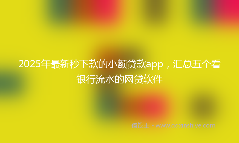 2025年最新秒下款的小额贷款app，汇总五个看银行流水的网贷软件
